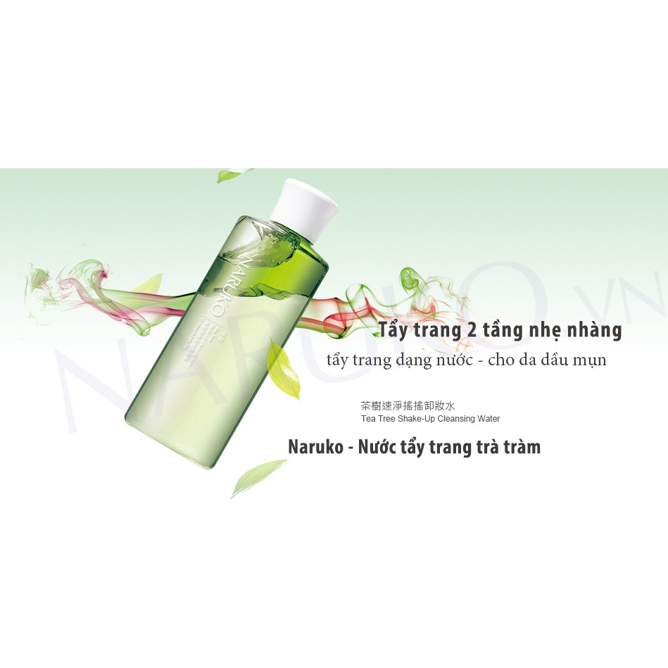 Nước Tẩy Trang Tràm Trà 2 Lớp Cho Da Mụn Naruko Đài Loan-Tea Tree Shake-Up Cleansing Water 190ML - Phân Phối Chính Hãng