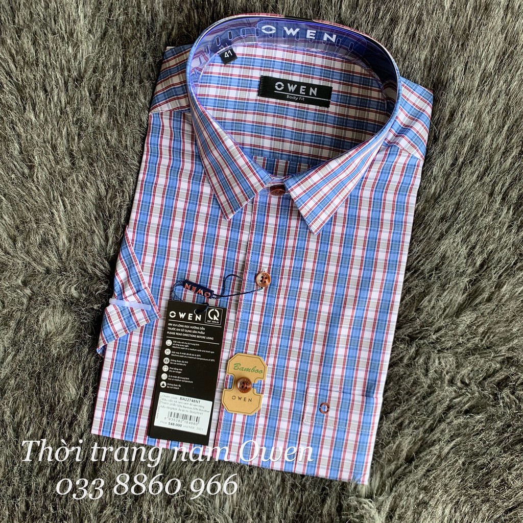 OWEN - Áo sơ mi ngắn tay Owen chất sợi tre kẻ ca rô 22748 | BigBuy360 - bigbuy360.vn