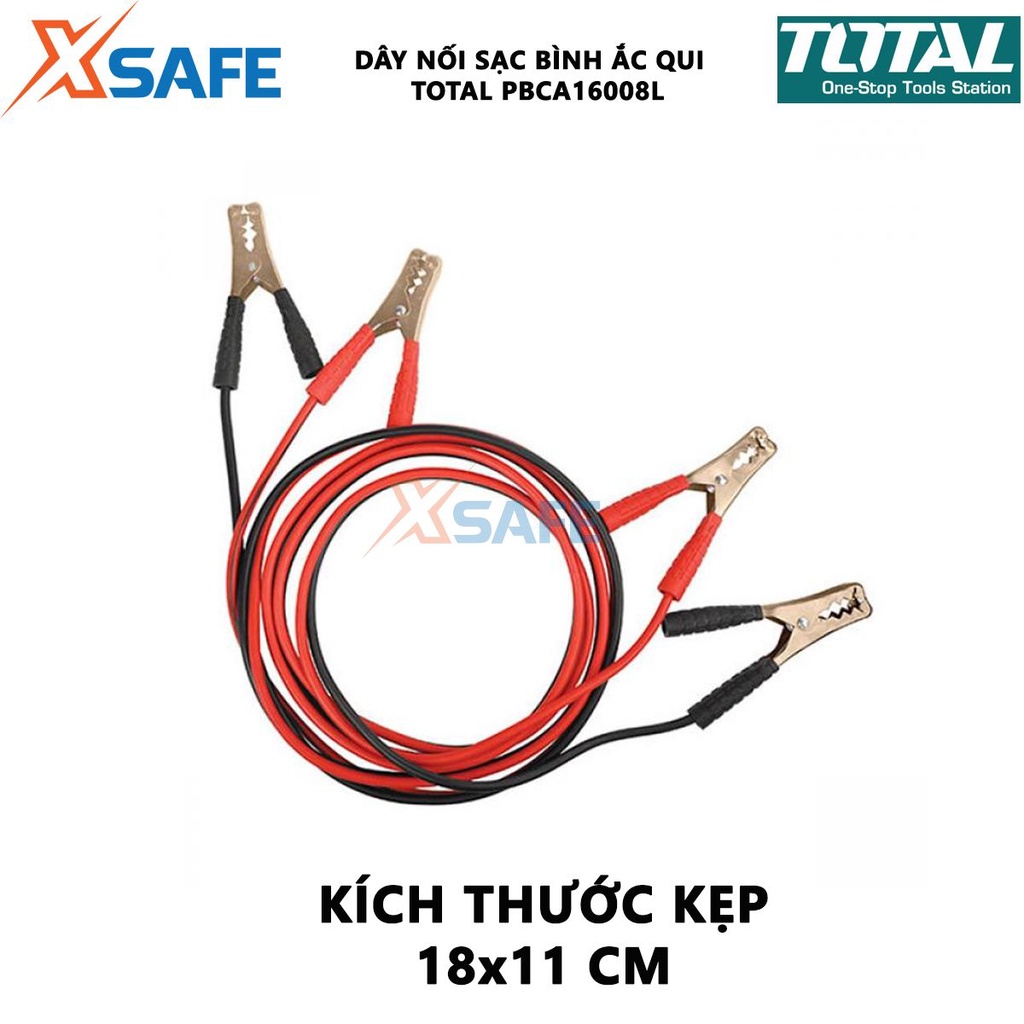 Dây cáp sạc bình ắc quy TOTAL PBCA16008L Dòng điện định mức 600AMP Kích thước kẹp 18x11cm - Chính hãng