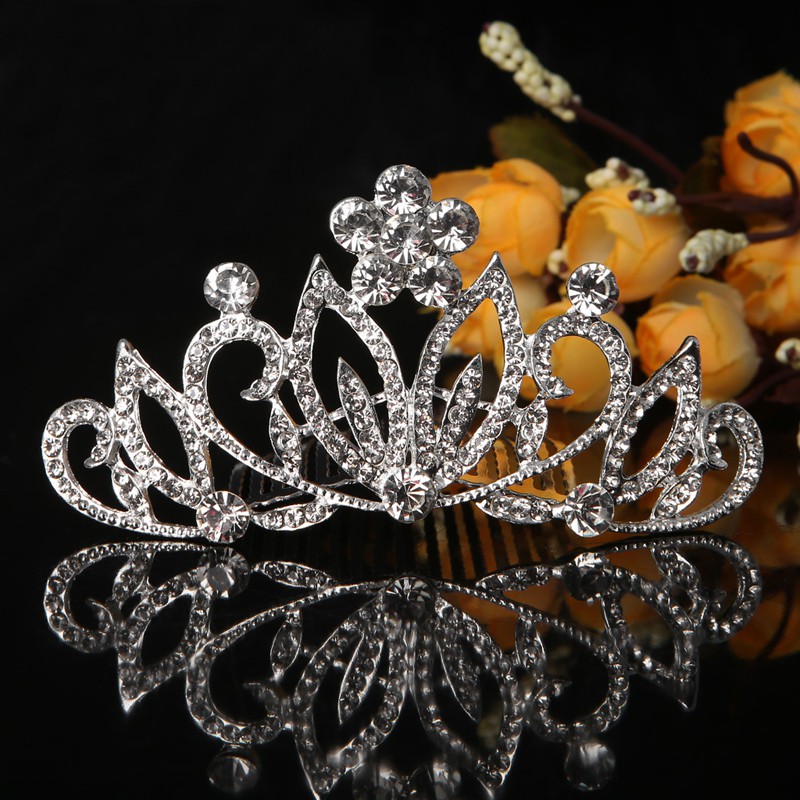 xi*Bridal Rhinestones Flower Party Hair Clip Comb Headpiece Crown Wedding Diamante