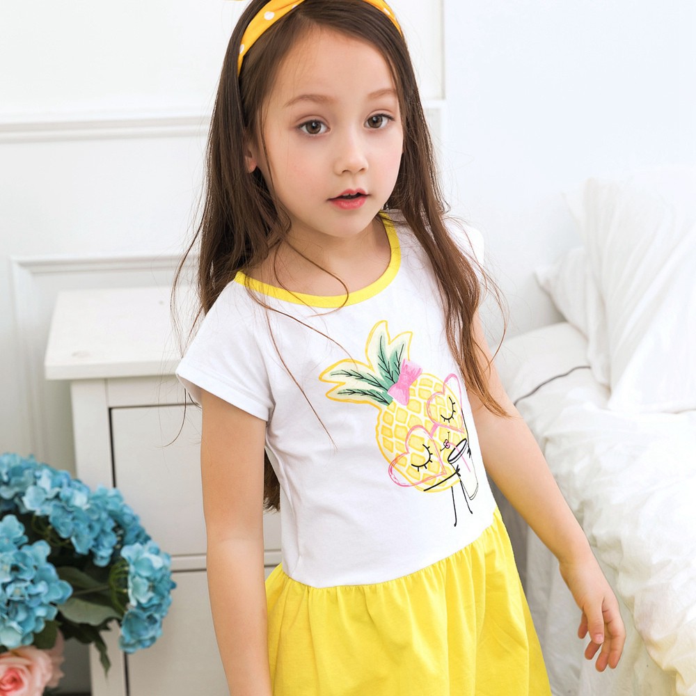 Đầm Sanlutoz Thiết Kế Họa Tiết Trái Dứa Dễ Thương Cho Bé Gái