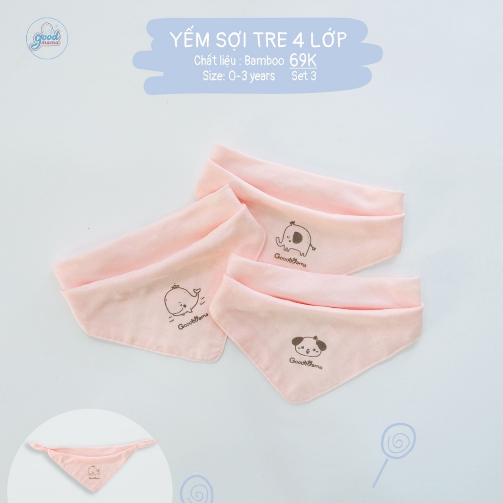 [Mã LTBAUAB6 giảm 7% đơn 99K] SET 3 khăn yếm sợi tre 4 lớp Goodmama