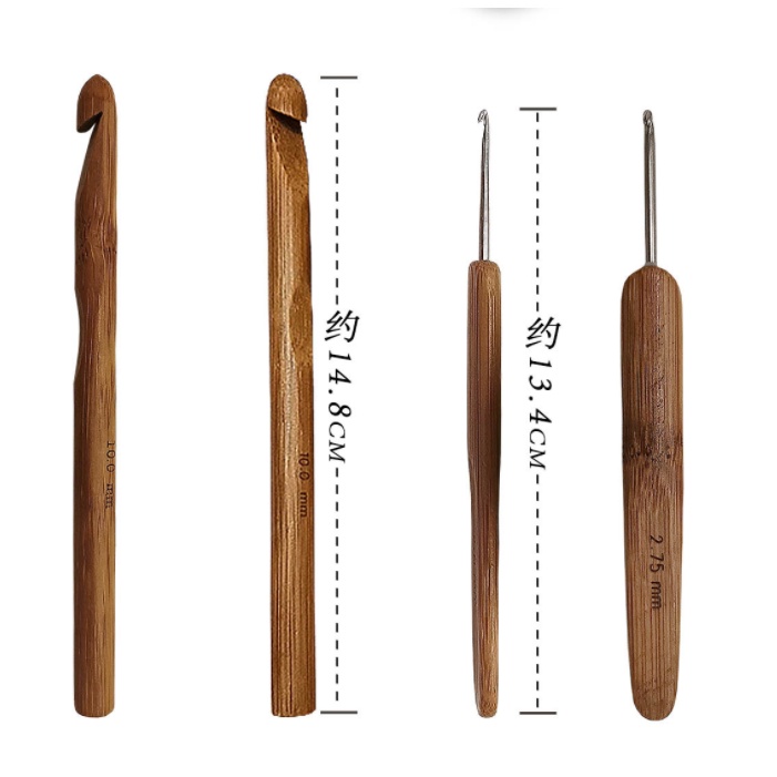 Bộ kim móc cán gỗ ví tím