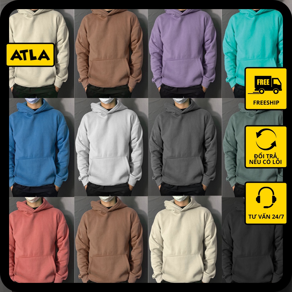 Áo Hoodie trơn Unisex đôi form rộng nam nữ vải Nỉ Bông