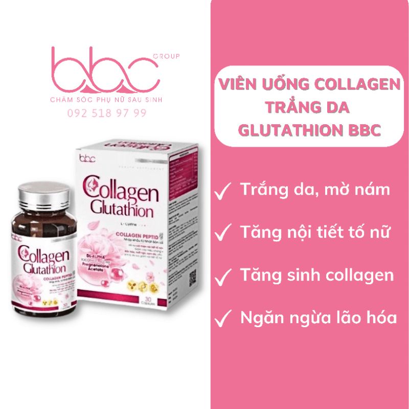 Viên uống trắng da tăng nội tiết tố COLLAGEN GLUTATHION BBC