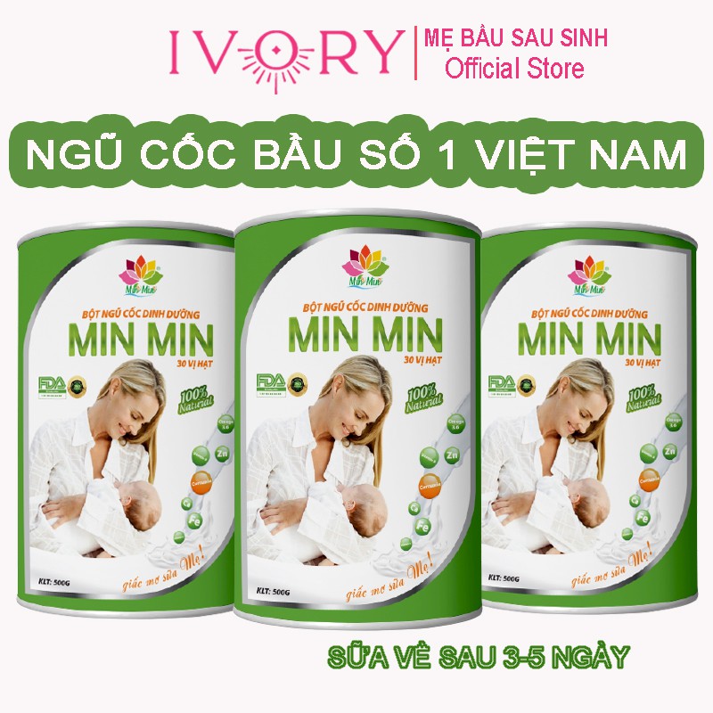 Ngũ Cốc Bầu Min Min  SỐ 1 VIỆT NAM  Bột Ngũ Cốc Lợi Sữa Dinh Dưỡng MinMin 30 Hạt Giá Sỉ - Sữa Về Sau 3,5 Ngày