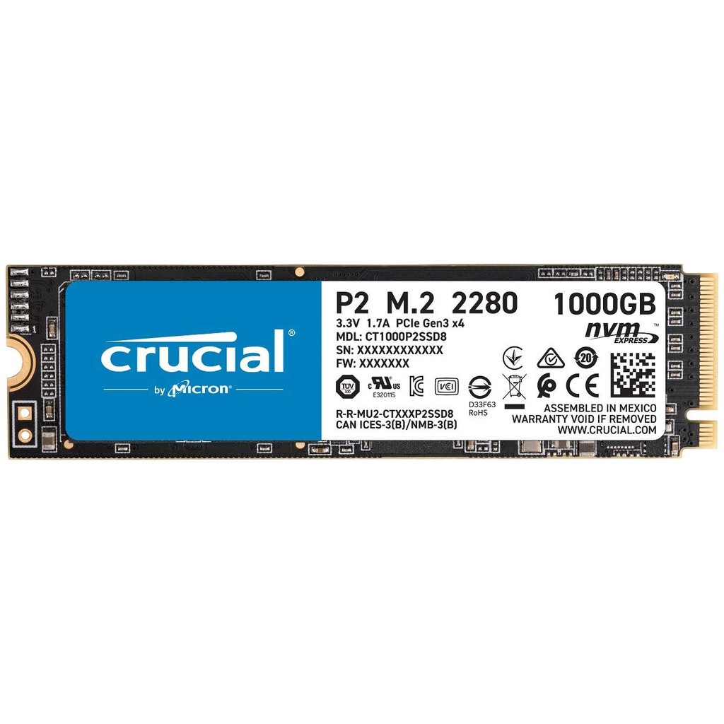 Ổ Cứng SSD Crucial P2, 1TB - 2TB, NVME, PCIE Gen 3×4
