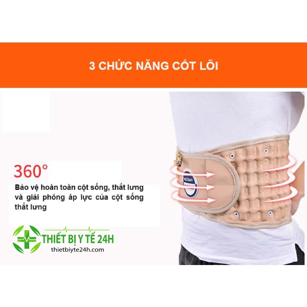 Đai Hơi Kéo Giãn Cột Sống - Đai Lưng Bơm Hơi, Hỗ Trợ Thoát Vị Đĩa Đệm, Giảm Áp Lực Lên Vùng Cột Sống, Giảm Đau Lưng
