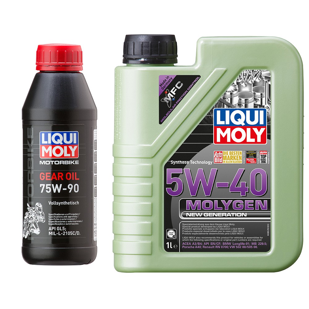 Bộ nhớt máy xe tay ga và nhớt hộp số cao cấp Liqui Moly Gen 5W-40 và nhớt lap Liqui Moly Gear 75W90