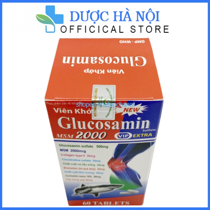 Viên khớp Glucosamin MSM 2000 giảm thoái hóa khớp, giảm đau tăng cường dịch khớp hộp 60 viên