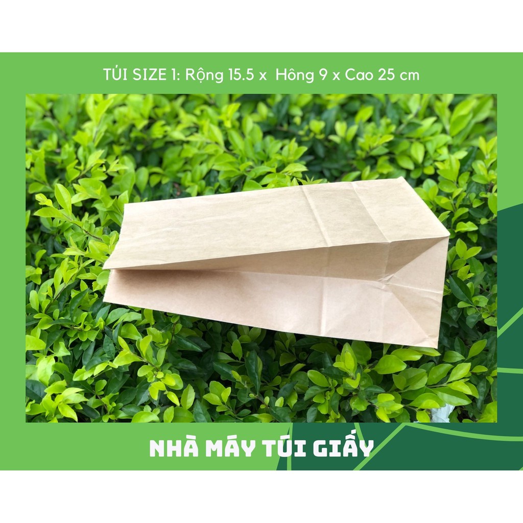 10 chiếc Túi giấy gói quà Giấy Kraft Nhật - Size 1: 15,5x9x25 cm không quai túi nâu gói hàng 1,5kg