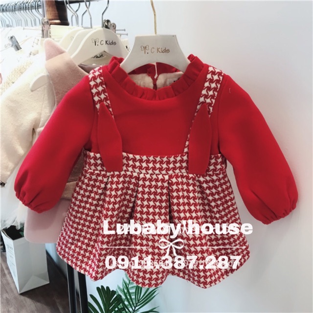 Freeship 99k TQ_Váy dạ đỏ trẻ em