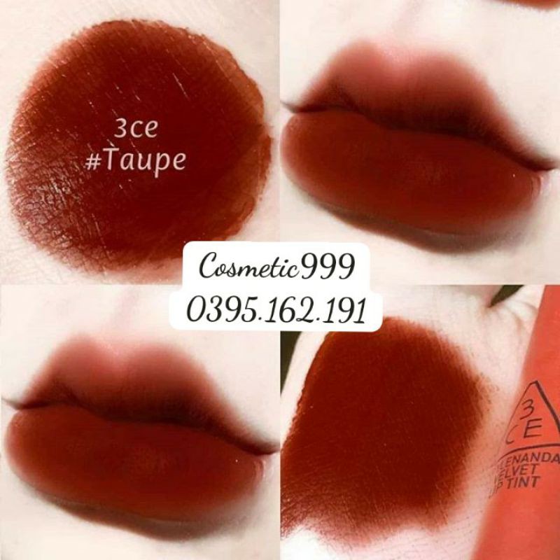 (auth 100% )son kem lì 3ce velvetlip tint màu taupe ( đỏ nâu) change mode (đỏ lạnh)hàn quốc-cosmetic999