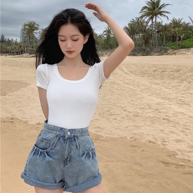 ÁO CROPTOP TAY NGẮN Cổ U BORIP XỊN A3CU - NTTshop