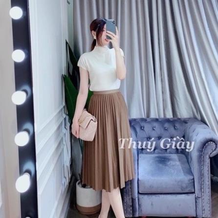 Áo len thỏ vai hến mịn đẹp Hàng Quảng Châu  Áo len cổ cao 3p ngắn tay bo chun eo AL1923 - NhiNhiShop