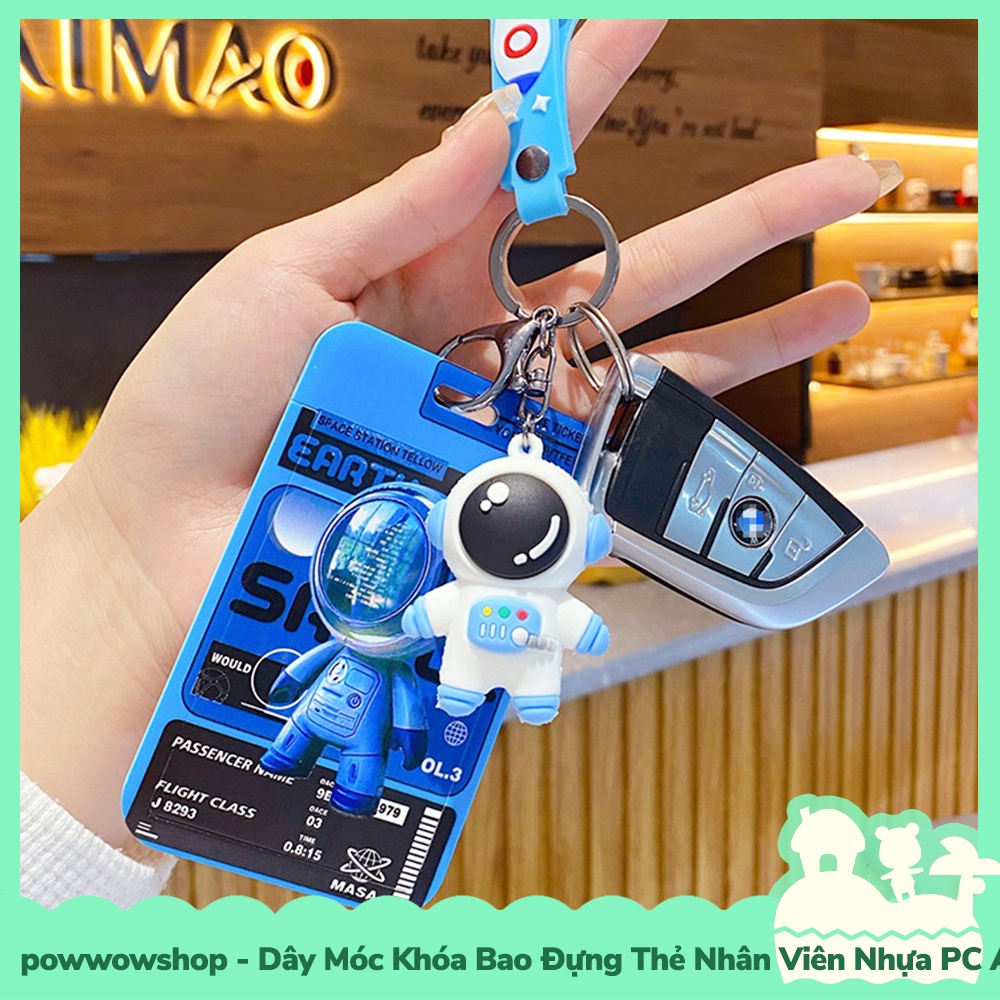 [Sẵn VN - Hỏa Tốc] Dây Móc Khóa Bao Đựng Thẻ Nhân Viên Nhựa PC+Acrylic Mẫu Astronaunt Phi Hành Gia Không Gian 3D