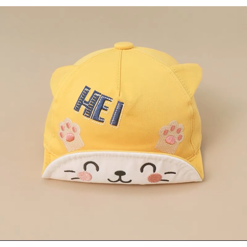 Mũ lưỡi trai cho bé trai bé gái thêu mèo hei vểnh nóc dễ thương , phù hợp 5 tháng - 3 tuổi