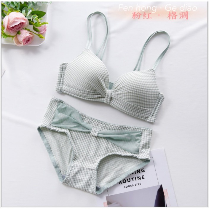 Bộ đồ lót Hoàng Oanh Underwear, set nội y cotton thấm hút mồ hôi cao cấp - bộ kẻ caro | BigBuy360 - bigbuy360.vn