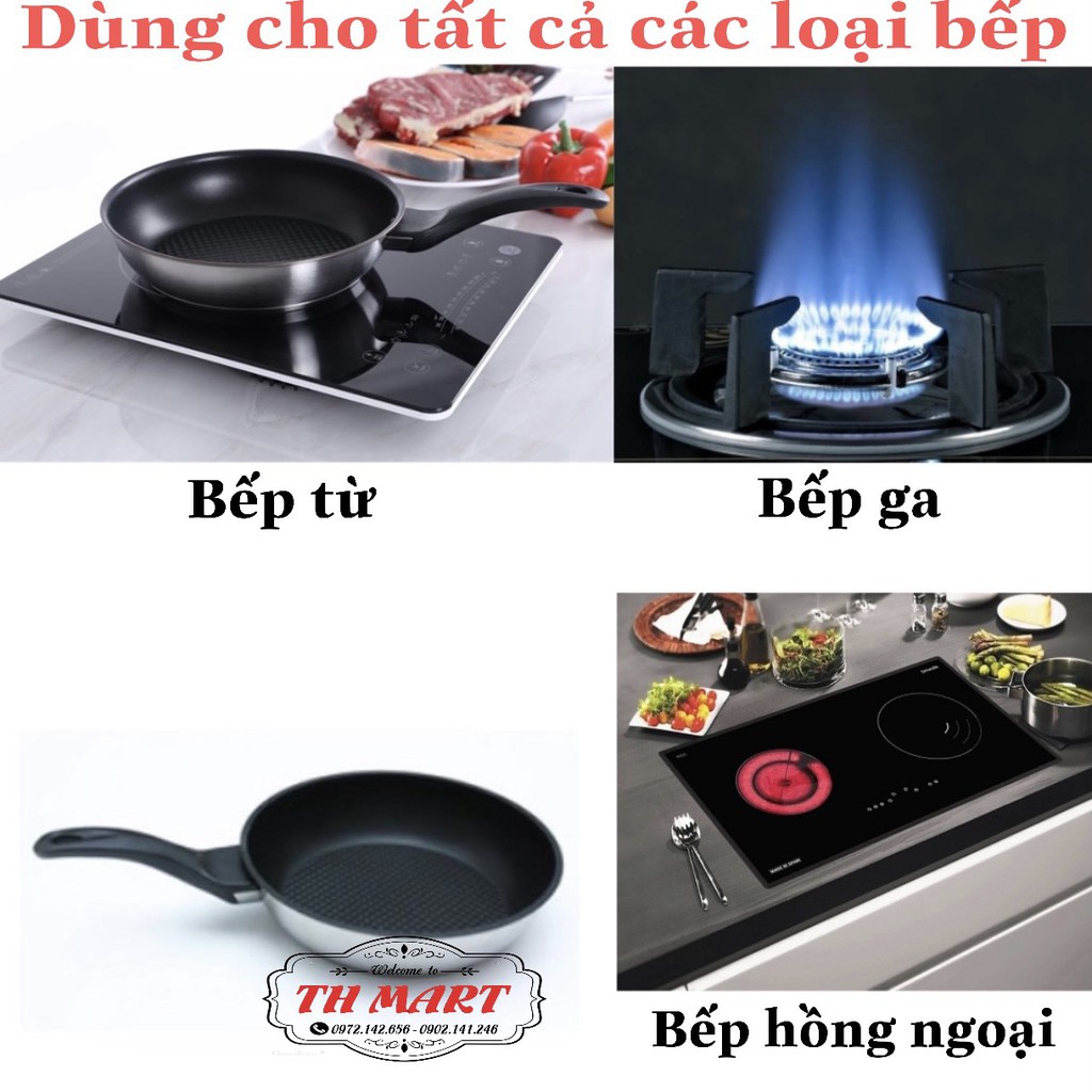 chảo chống dính bếp từ 3 đáy inox 430 cao cấp fivestar siêu bền đẹp (dùng cho mọi loại bếp )