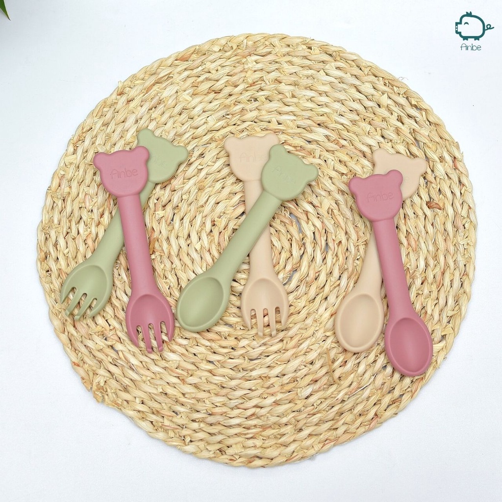 Thìa Dĩa Silicon Cho Bé Tập Ăn Dặm Kiểu Nhật BLW Có Kiểm Định An Toàn ANBE VIETNAM Chính Hãng AB4