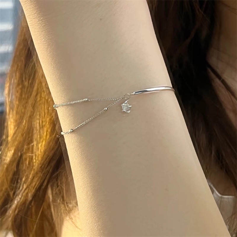 Vòng Tay Nửa Vòng Tay Dây Xích Hai Lớp Khâu Nhẹ Nhàng Đơn Giản Cá Tính Cao Cấp Dễ Phối Đồ Phong Cách Cá
