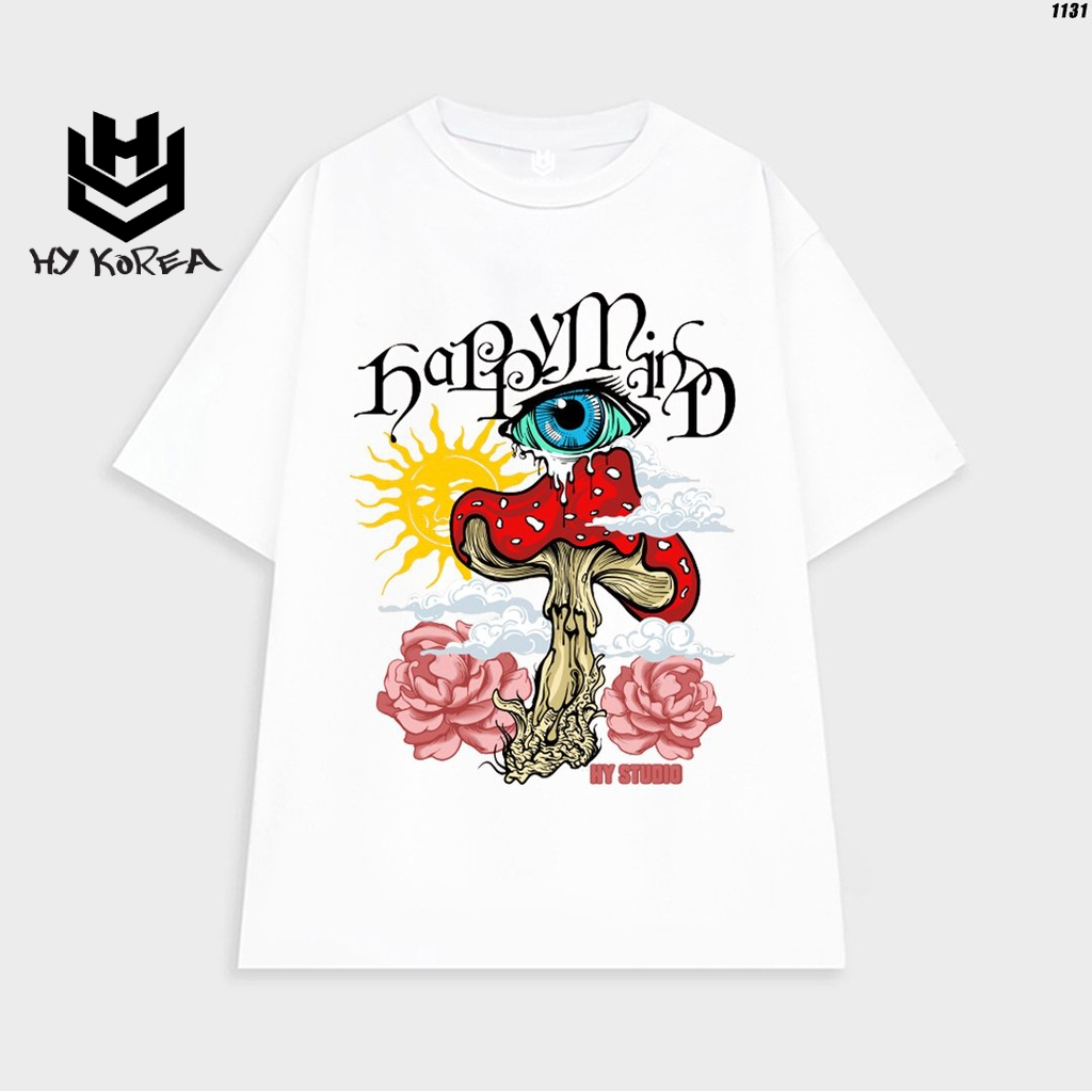 Áo Thun Tay Lỡ Cotton 100 Unisex Mắt nấm 1131 Form Rộng HY KOREA