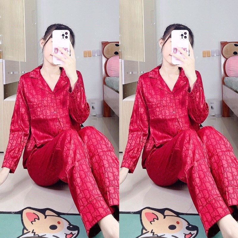 Đồ bộ pijama lụa gấm cao cấp tay-quần dài