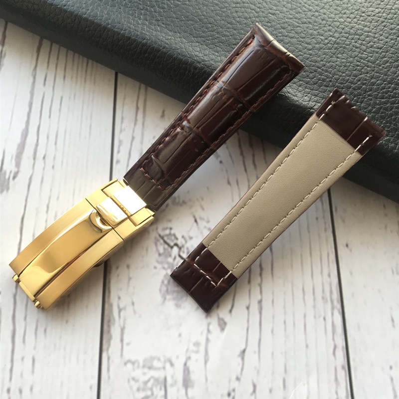 ROLEX Dây Đeo Bằng Da Thật Màu Xanh Lá 20MM Dành Cho Tàu Ngầm