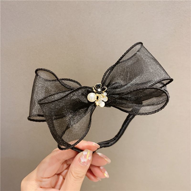 Dây Cột Tóc Đính Nơ Và Ngọc Trai Xinh Xắn