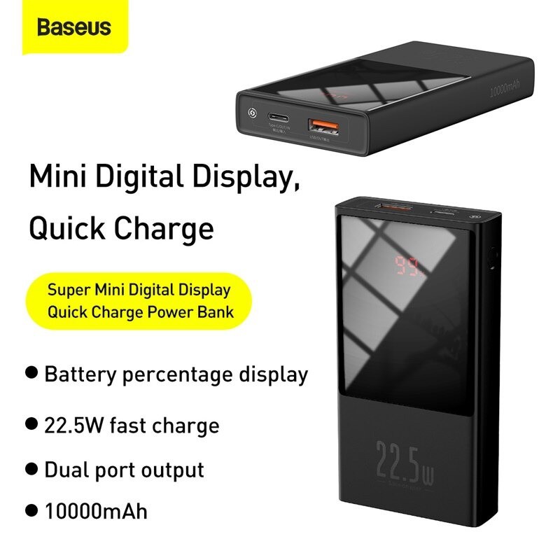 Pin dự phòng Baseus Super Mini Digital Display Power Bank ( 10000mAh / 20000mAh, 22.5W, màn hình LED)