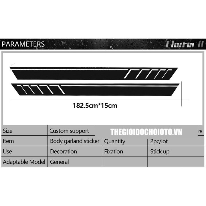 Dải Tem Dán Trang Trí 2 Bên Sườn ô Tô Ms-333