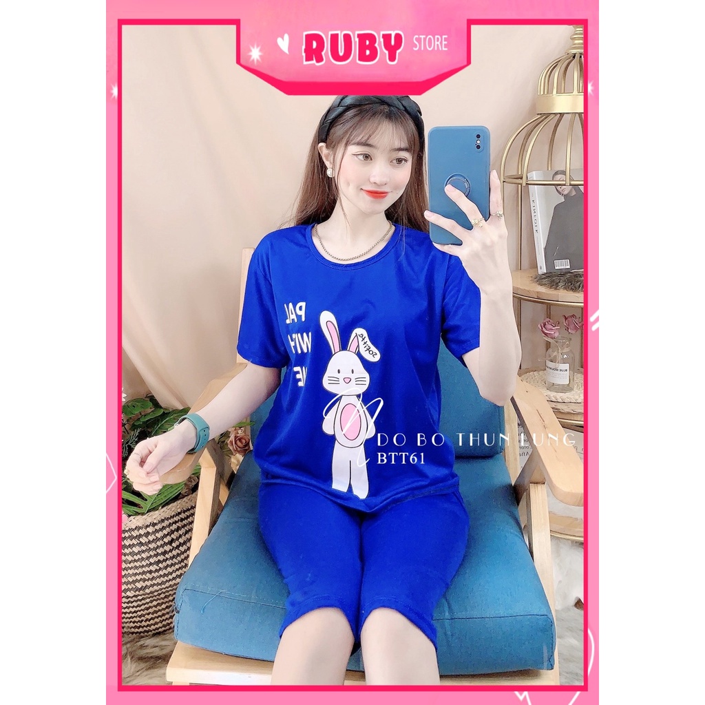 Đồ bộ nữ mặc nhà chất thun mềm mịn mát in hình thỏ hoạt hình dễ thương BTT61