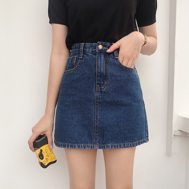 Chân váy jean cạp cao dáng chữ A - Hàng có sẵn - Hàng nhập khẩu | BigBuy360 - bigbuy360.vn