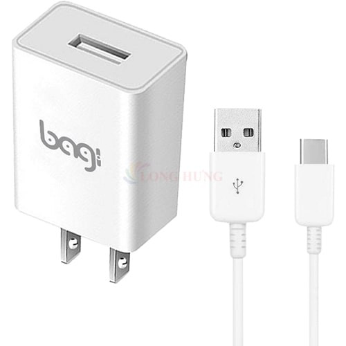 Combo cốc sạc Bagi 2A 1USB + Cáp USB Type-C 2.0 1.2m CB-C52n - Hàng chính hãng