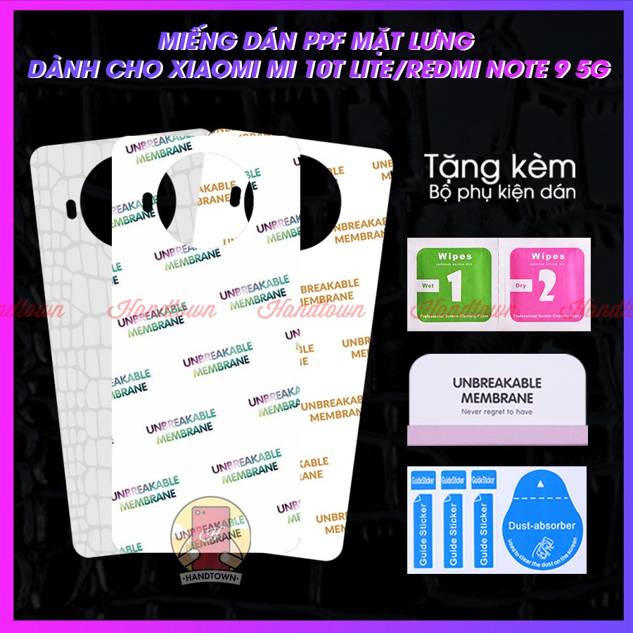 Dán PPF Mặt Lưng Xiaomi Redmi Note 9 Pro 5G Kính Cường Lực Dẻo Vân Cá Sấu / Hiệu Ứng Cầu Vồng / Trong Suốt Chống Va Đập