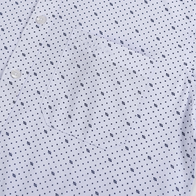 Áo Sơ Mi Nam Công Sở Trung Niên Anton Somianton Màu Trắng Ngắn Tay Chấm Bi Họa Tiết Vải Cotton Anton - Y808