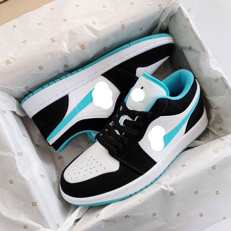 Giày thể thao JD 1 thấp cổ đen trắng xám xanh ngọc, Giày sneaker air Jodan 1 low panda Jordan paris cổ thấp nam nữ