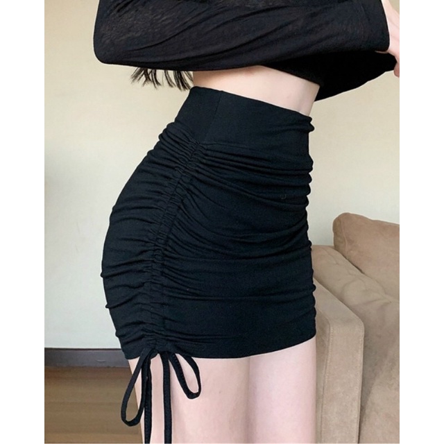 Chân váy nhún rút dây hai bên có quần trong thun co giãn freesize