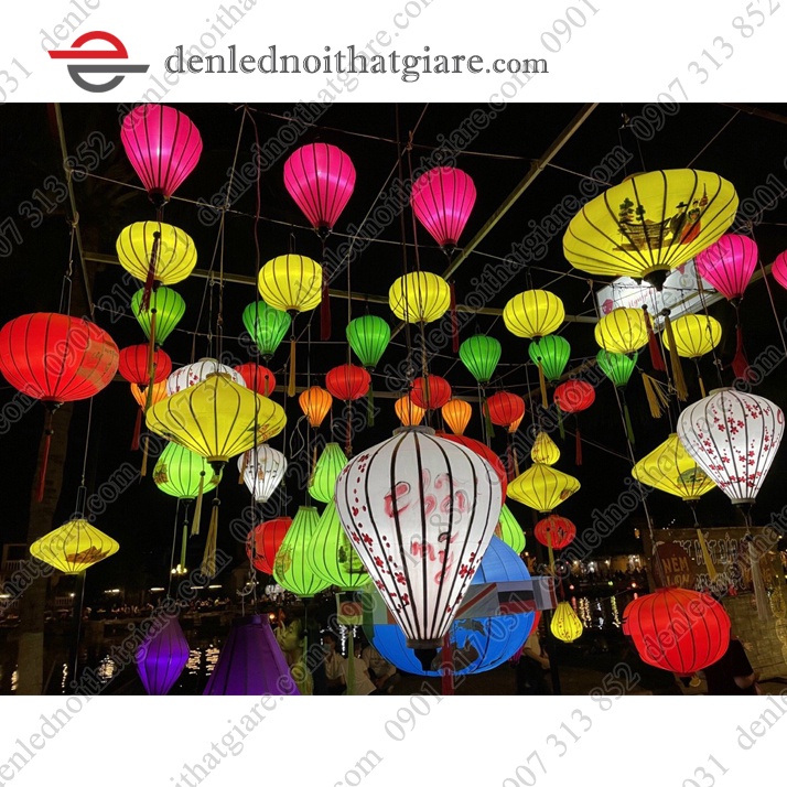 Combo 5 Đèn lồng HỘI AN Lantern vải lụa 20cm kiểu Tròn