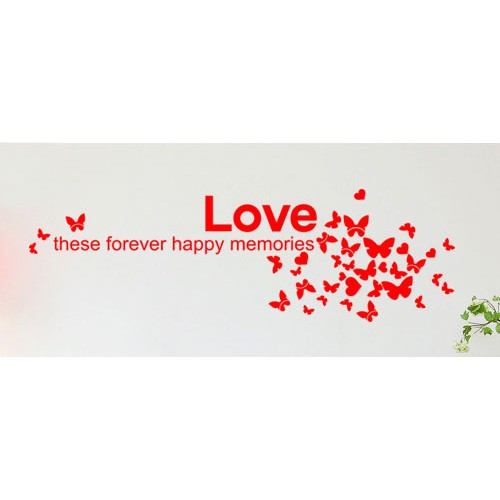 Decal chữ LOVE và bươm bướm