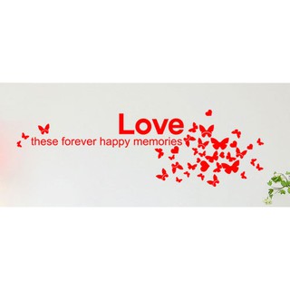 Decal chữ LOVE và bươm bướm