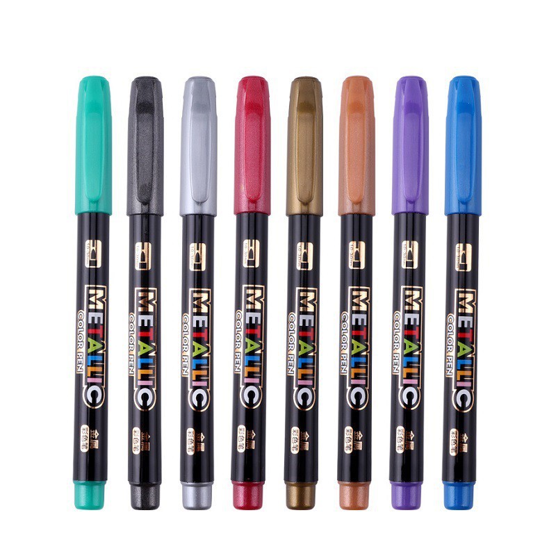 [Nowship] Vỉ Bút Lông Nhũ Metallic - Color Pen 8 MÀU BAOKE - MP570