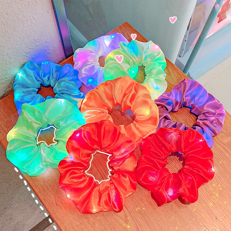 Dây Cột Tóc Satin Satin Bản Lớn Dạ Quang Đơn Giản Thời Trang Xu Hướng Cho Nữ