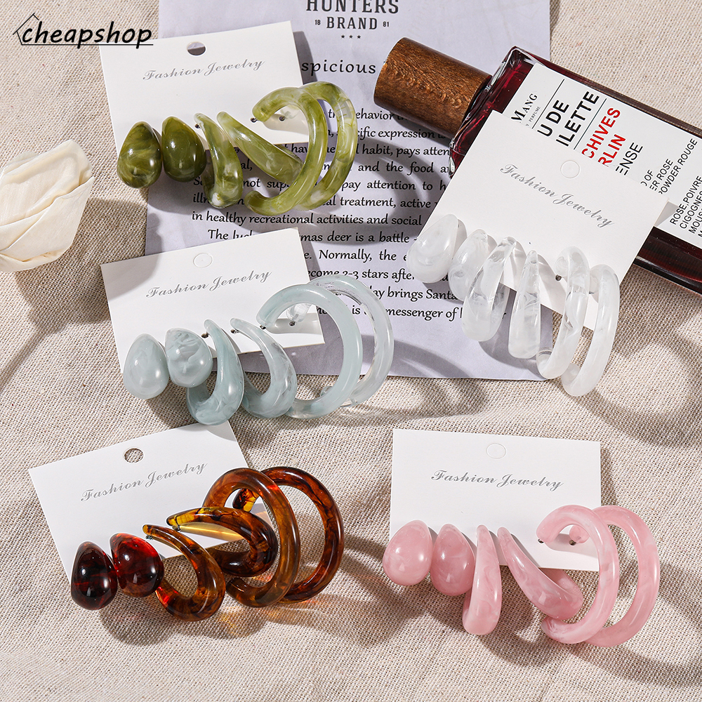 iF YOU Bông tai phong cách Retro bằng Acrylic màu sắc