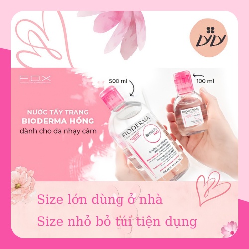 [Chuẩn AUTH] Nước Tẩy Trang Pháp Biodema Crealline H2O Solution Hồng size nhỏ 100ml