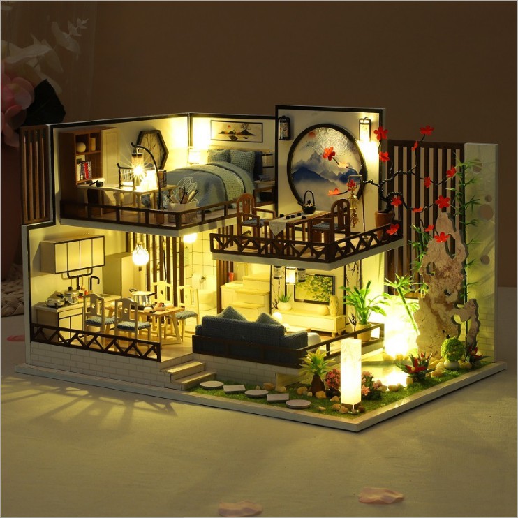 Mô hình nhà DIY Doll House Ink Fragrant Bamboo Rhyme Kèm Mica Chống bụi, Bộ dụng cụ và Keo dán