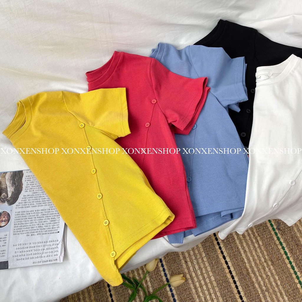 Áo thun croptop nút lệch chất cotton thoáng mát Xonxen shop free size mã 023788