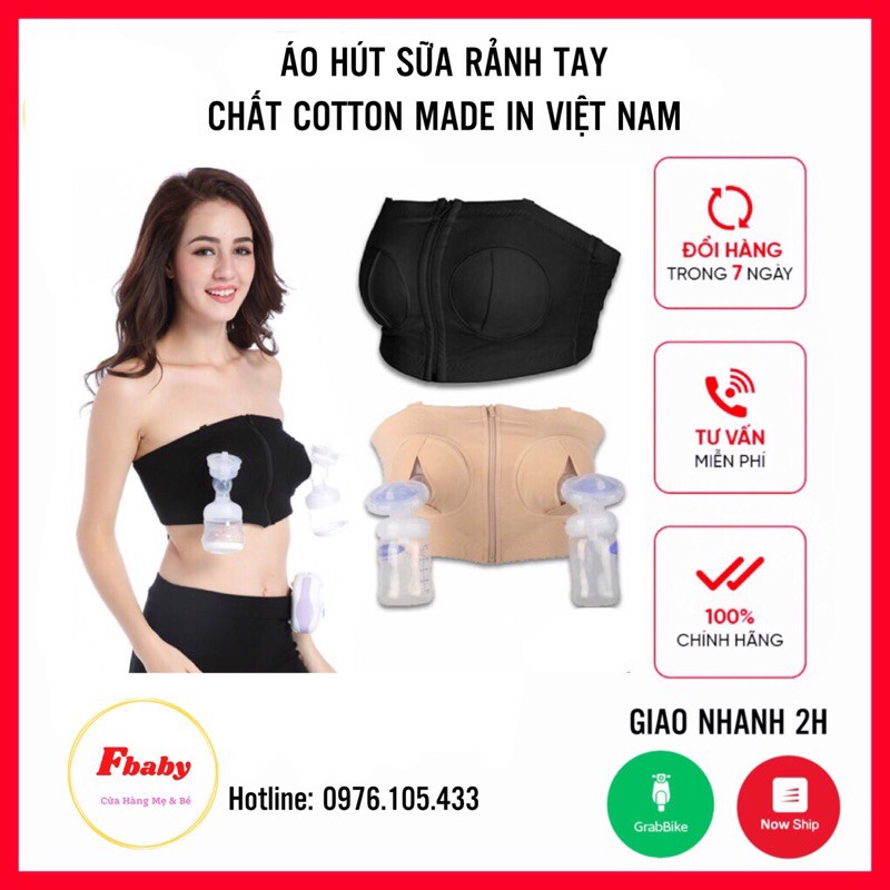 Áo Hút Sữa Rảnh Tay, Áo Vắt Sữa Rảnh Tay Hàng Việt Nam Free Size 100% Cotton Mềm, Thấm Hút Mồ Hôi, Thoáng Mát