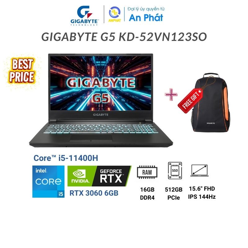 Laptop Gigabyte G5 KD - 52VN123SO (Core i5-11400H + GeForce RTX 3060 6G)