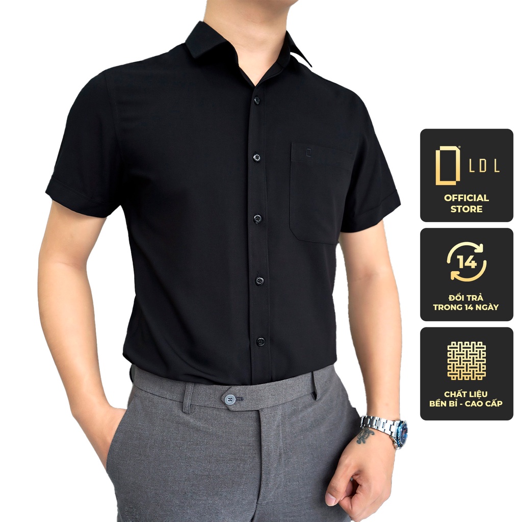 Áo Sơ Mi Nam Cộc Tay Trơn -Công Sở Kiểu Hàn Quốc Chất Liệu Bamboo Sợi Tre, Thâm Hút Mồ Hôi , Hạn Chế Nhăn Nhàu LDL